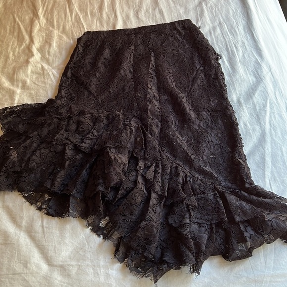 🌼 BOGO❗️ZARA asymmetrical Lace black Ruffle Frill Midi skirt 3184/002 - Picture 8 of 8